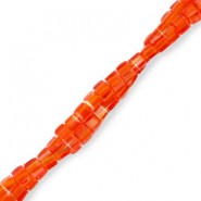 Top Facet kralen Cube 2x2mm Coral red-pearl shine coating